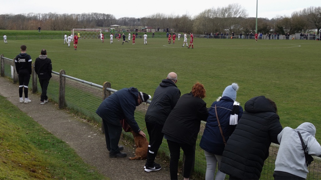 The crowd at the Beacon watches the Southern Combination Premier Division between Hassocks and Eastbourne United