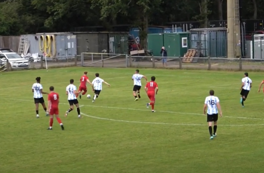 Joe Bull on a mazy run for Hassocks in their 8-0 win over Montpelier Villa