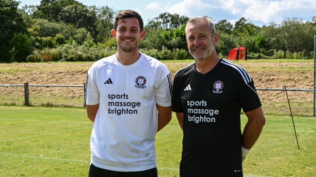 Hassocks goalkeeper Fraser Trigwell and goalkeeper coach Tim Edwards