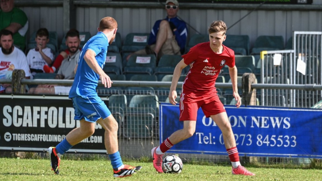 Joe Overy in action for Hassocks against Saltdean United