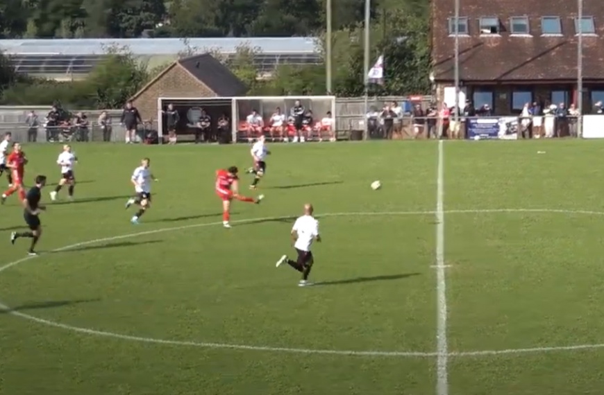 Alex Fair scores from inside his own half as Hassocks beat Horsham YMCA 4-1