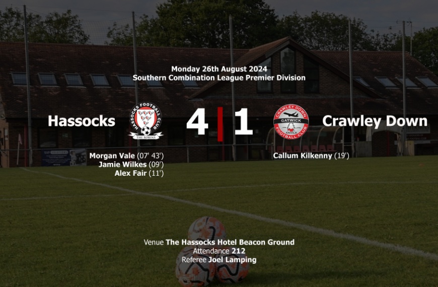 Hassocks picked up an excellent August Bank Holiday Monday win 4-1 over Crawley Down Gatwick