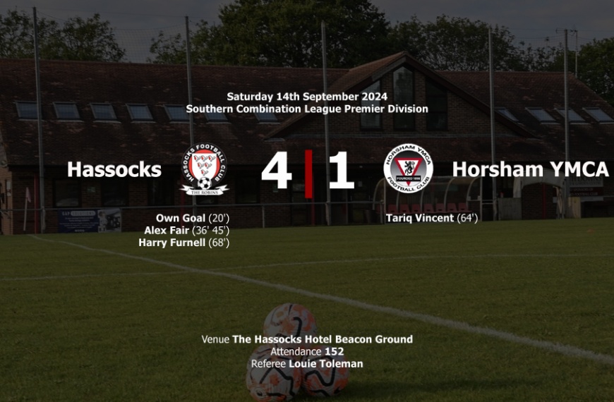 Hassocks maintained top spot in the Southern Combination Premier Division by beating Horsham YMCA 4-1