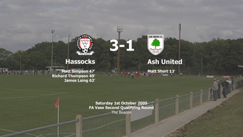 Report: Hassocks 3-1 Ash United, 01/10/05