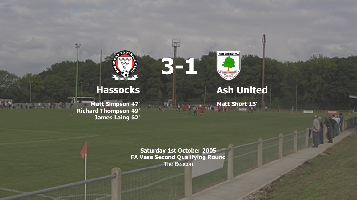 Report: Hassocks 3-1 Ash United, 01/10/05