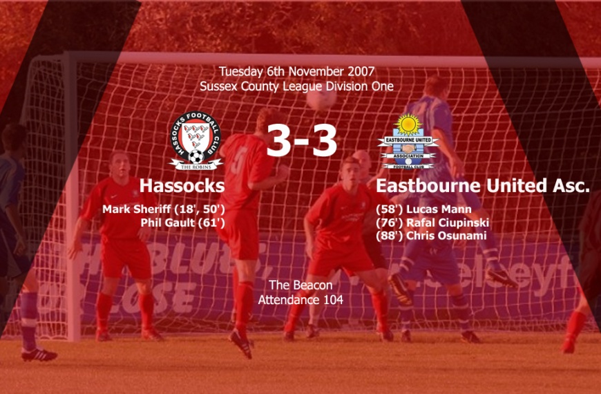 Hassocks dropped points by throwing away a two-goal lead to draw 3-3 with Eastbourne United Association