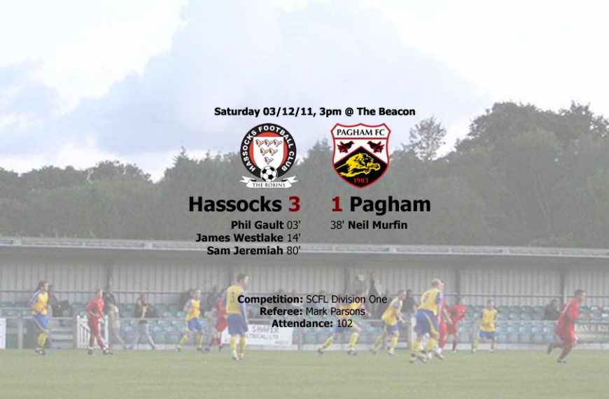 Hassocks won 3-1 against Pagham to complete a Division One double over the league leaders