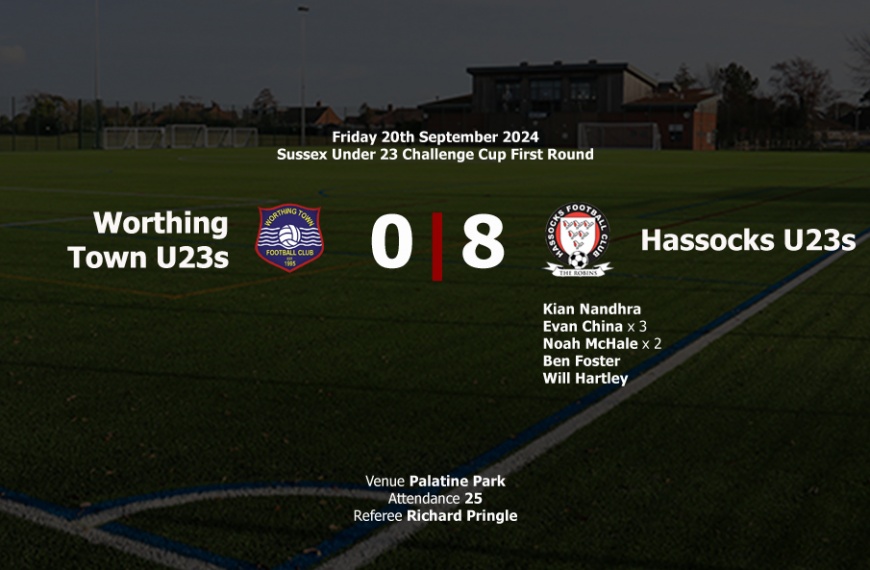 Hassocks Under 23s eased to an 8-0 win at Palantine Park against Worthing Town in the Sussex Under 23 Challenge Cup