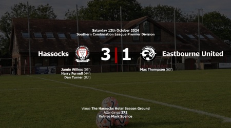 Hassocks made it a club record eight league wins in a row by defeating Eastbourne United 3-1