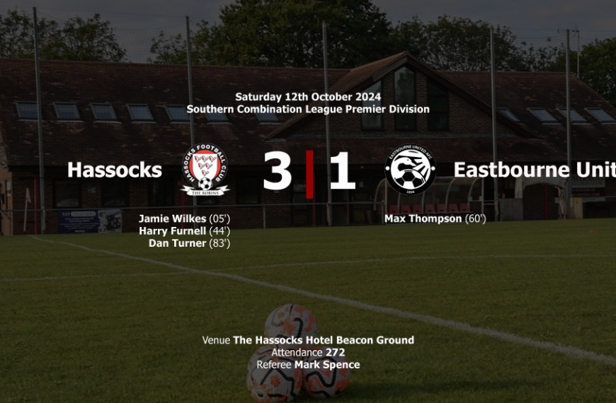 Hassocks made it a club record eight league wins in a row by defeating Eastbourne United 3-1