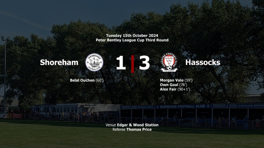 Hassocks progressed to the quarter finals of the Peter Bentley League Cup with a 3-1 win at Shoreham