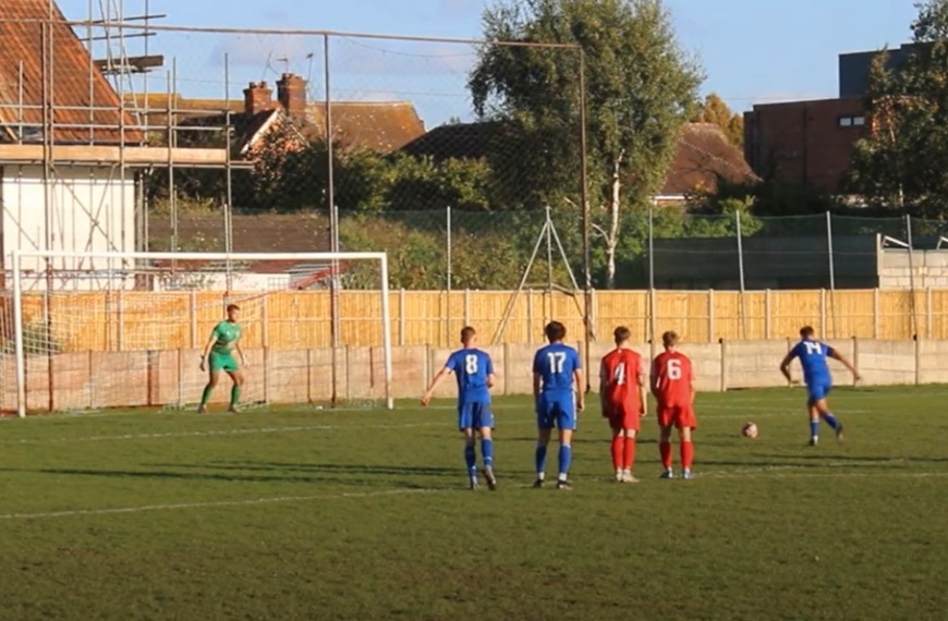 Morgan Vale converts a penalty as Hassocks win 2-0 away at Camberley Town in the FA Vase