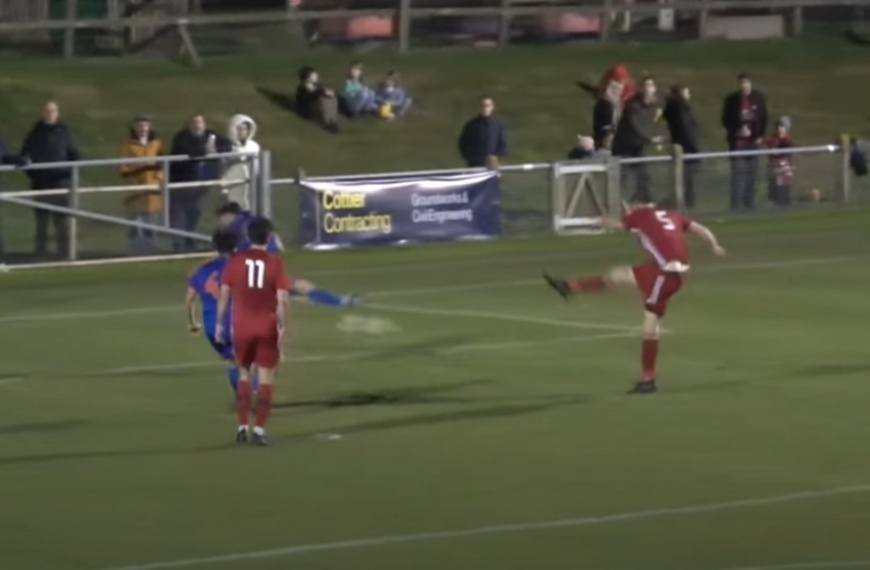 Dan Turner crashes home an 89th minute winner for Hassocks against Midhurst & Easebourne