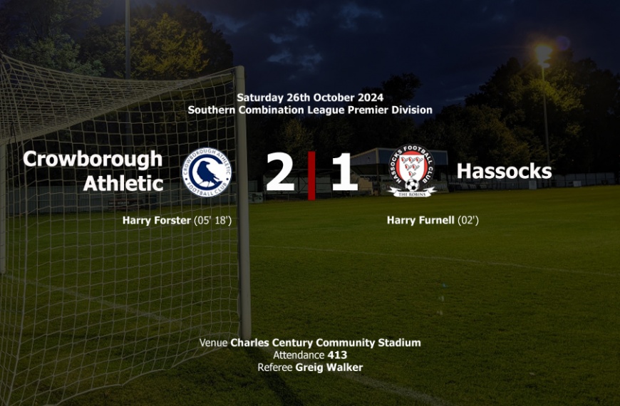 Hassocks went down 2-1 at Crowborough Athletic on Southern Combination League Groundhop Weekend 2024