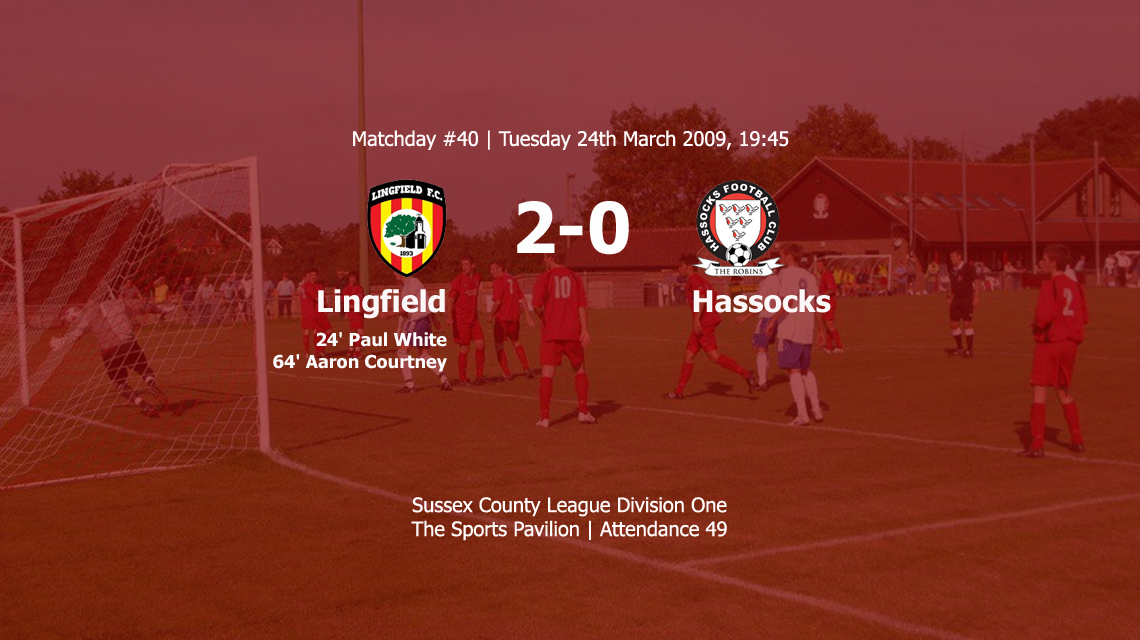 Report: Lingfield 2-0 Hassocks, 24/03/09