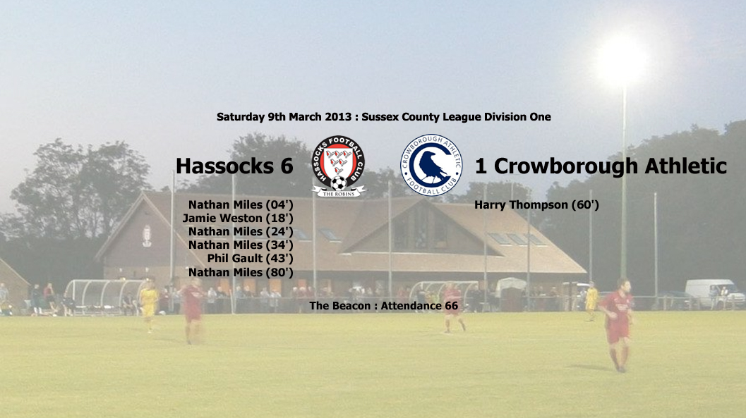 Report: Hassocks 6-1 Crowborough Athletic, 09/03/13