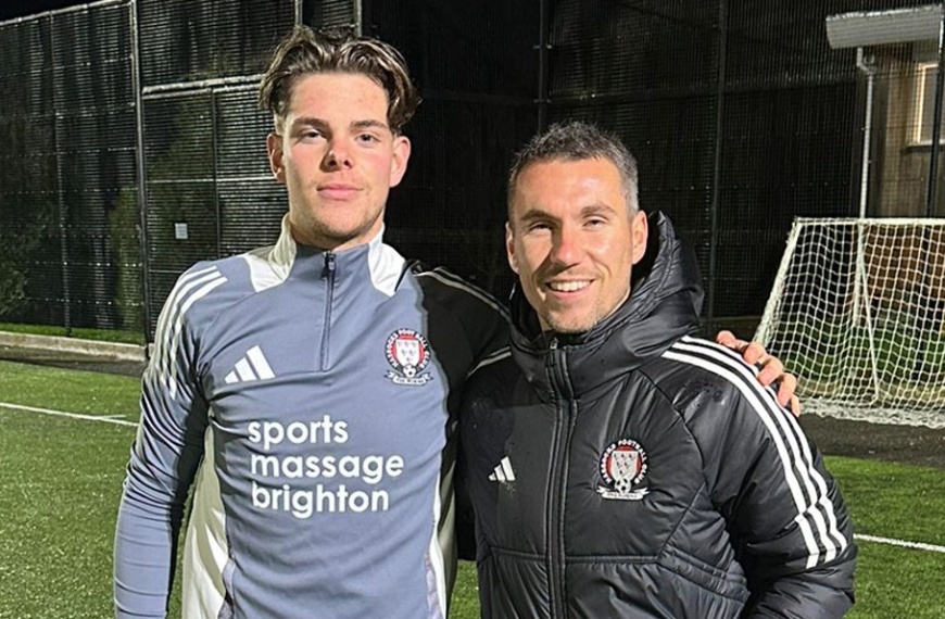 Hassocks head coach James Westlake with new signing Shay Leahy