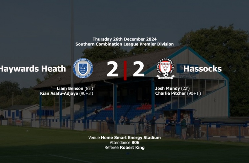 Haywards Heath Town and Hassocks shared an entertaining 2-2 draw at the Home Smart Energy Stadium